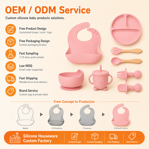 Set Piatto e Bavaglino per Bambini YMS, Set di Stoviglie per l'Alimentazione dei Bambini, Set <span class=keywords><strong>in</strong></span> <span class=keywords><strong>Silicone</strong></span> Senza BPA - Product Image 4