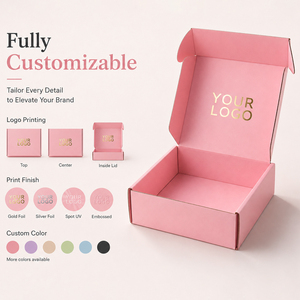 Custom Gold Foil Stamping <b>Pink</b> Corrugated Mailer Boxes, Custom Logo Color Size Printed Apparel Cosmetic Gift Shipping Mailer <b>Box</b> - Product Image 5
