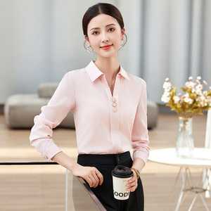 2026 고품질 단색 워크 패션 오피스 정장 여성 셔츠 비즈니스 판매 호텔 기본 셔츠 - Product Image 4