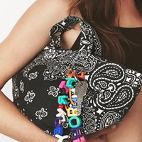 Sac fourre-tout en toile à imprimé cachemire pour femme, sac à main décontracté quotidien, petit sac à bandoulière portable avec anneau en D métallique pour accessoires