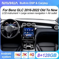Autoradio Android Carplay pour Mercedes Benz GLC X253 Classe C W205 2015-2022 Écran d'instrumentation LCD Navigation Grille d'aération