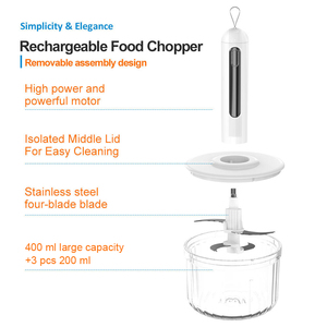 4 cup USB điện không dây 400ml xách tay mini bé xử lý thực phẩm, hành tây, ớt, trái cây, điện thịt tỏi rau Chopper - Product Image 6