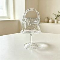 Verre à jus de luxe en forme de sac à main, 460 ml, en verre borosilicate transparent, avec pied, pour cocktails, fêtes et bar à domicile