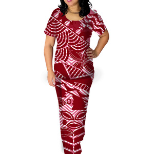 Samoan Puletasi chemise à manches courtes et robes pour femmes 2 pièces polynésien Tribal Samoan Puletasi <span class=keywords><strong>8XL</strong></span> grande <span class=keywords><strong>taille</strong></span> robes pour femmes - Product Image 3