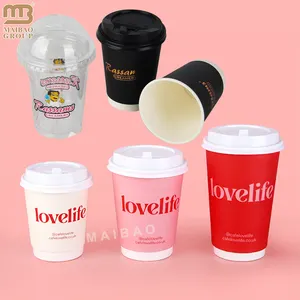 Бумажный стаканчик с логотипом, 6 унций, 12 унций, бумажный стаканчик с двойными стенками для горячих напитков, бумажный стаканчик для кофе с одноразовым принтом на заказ с крышкой