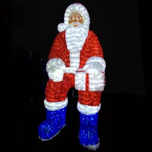 定制巨型户外圣诞装饰发光二极管圣诞老人图案灯3D雕塑亚克力水晶照明圣诞老人