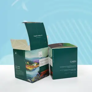 CMYK printing recyclable custom white thick paper card box paper soap candle box packaging auto close bottom tuck box