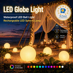 <span class=keywords><strong>Boule</strong></span> de <span class=keywords><strong>piscine</strong></span> LED rechargeable de 35 cm (13,78 pouces) étanche IP65, 16 couleurs changeantes pour décorations d'Halloween et de Noël - Product Image 1