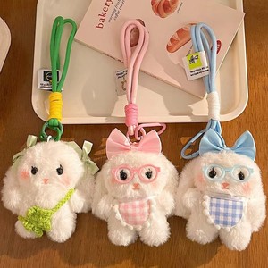 Porte-clés lapin en peluche, fausse fourrure, forme 3D, pendentif mousqueton doux, jouet décoratif pour sac ou sac à dos - Product Image 4
