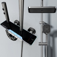 Système de douche à affichage numérique noir gris anthracite, mitigeur de baignoire chaud/froid, robinet de salle de bain, ensemble de douche