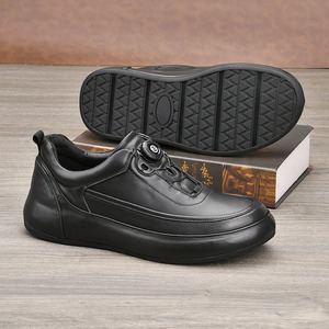 Chaussures bateau en cuir pour hommes, bout rond, couleur unie, respirantes, semelle extérieure en caoutchouc, semelle intermédiaire en EVA, à lacets, pour l'automne, décontractées - Product Image 4