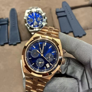 Reloj cronógrafo automático de lujo para hombre, esfera azul de 41 mm, correa de acero inoxidable, reloj de pulsera deportivo y de negocios - Product Image 1