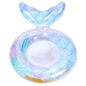 Anillo inflable de sirena para niños, para jugar en la piscina o el parque acuático, con asas y bolsillo. - Product Image 4