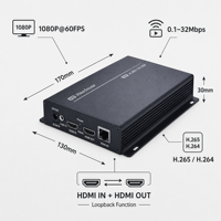 Codificador de Aluminio para Codificador de Video IP con H.265/HEVC 1080p, Transmisión en Vivo, Salida en Bucle, Interfaces Ethernet/WiFi/RJ45