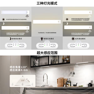 Luz Nocturna LED T007 con Sensor de Movimiento, 20mm, 400mAh, Recargable, de Superficie, para Gabinete, con Tres Ajustes de Color - Product Image 3