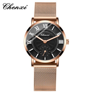 Montre de couple en acier inoxydable avec bracelet en maille, légère, style romain, pour hommes et femmes, idéale pour le commerce transfrontalier et les ventes en direct - Product Image 6