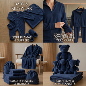 Tissu Velours Tricoté Peigné Bio Bleu Foncé 240 g/m² de Haute Qualité 100% Coton pour Vêtements en Gros - Product Image 2