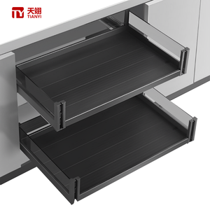 ตะกร้าอลูมิเนียมอัลลอย2ชั้นดีไซน์ทันสมัยทนทานกันน้ำดึงออกได้สำหรับเก็บของในห้องครัวที่มีประสิทธิภาพ - Product Image 1