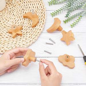 <span class=keywords><strong>Crochet</strong></span> mural en bois massif créatif sans clou avec un design d'animaux mignons, étoiles et lune, pour accrocher les vêtements, les manteaux, la salle de bain, la cuisine - Product Image 2