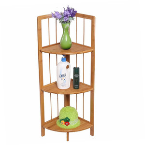 Factory Wholesale Home Decorative Rack Free Standing 3 Tier Kitchen Accessories Bathroom Bamboo <strong>Bath</strong> Corner Storage <strong>Shelf</strong> - Product Image 3