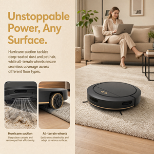 POB16SE Robot Vacuum Cleaner, 2000Pa Strong Suction, 3-in-1 Sweep & <b>Mop</b>, 90 Min Runtime Smart Home Cleaning Robot - Product Image 6