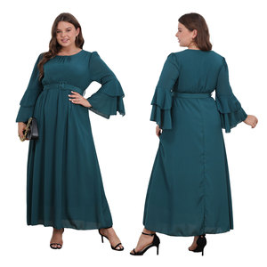 32/5000 nuovo nobile verde scuro atmosferico ampio a maniche lunghe in Chiffon personalizzato Oem abito Casual firmato da <span class=keywords><strong>donna</strong></span> - Product Image 2