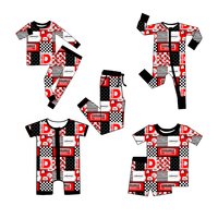 Vêtements pour bébé en viscose de bambou biologique avec logo personnalisé et imprimé western, pyjamas à fermeture éclair en bambou pour bébé