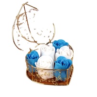 Bouquet de fleurs de rose de savon en gros d'usine AYOYO avec boîte-cadeau en forme de coeur Bouquet de savon pour cadeau de fête des mères
