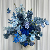 Fleurs artificielles en soie bleu pâle pour mariages, hôtels, décors de plafond et de scène - Roses, hortensias, lys, tulipes