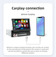 BQCC Autoradio 1 DIN, écran tactile rétractable de 7 pouces, CarPlay, USB, AUX, BT, lecteur multimédia vidéo avec carte TF, radio FM, audio stéréo