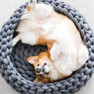 Cesta tejida a mano sin minutos, cama tejida trenzada para perros y gatos - Product Image 4