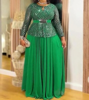 Robes imprimées Abaya pour femmes, robe musulmane, robes de style africain, kaftan orné de strass