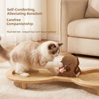 Lit pour chat en bois massif à deux places, tapis en rotin respirant, griffoir robuste résistant au poids, jouet pour chat toutes saisons, fabriqué en Chine