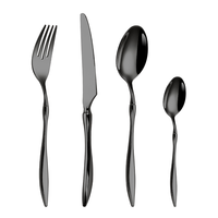 Ensemble de couverts élégant en acier inoxydable 304 plaqué or, comprenant cuillère, fourchette, couteau et baguettes