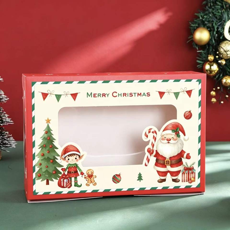 Christmas Gift Boxes with Clear Window, Santa Snowman Printed Paper ...
