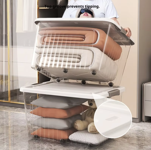 Hộp đựng đồ nhựa PP 50L-60L trong suốt đa năng, dùng trong gia đình, đựng quần áo & đồ chơi, hộp phân loại đồ dùng ký túc xá, hộp đựng quần áo - Product Image 3