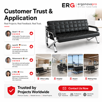 Ensemble de canapés de bureau modernes en cuir Ergonovapro pour hôpitaux, centres commerciaux, salles d'attente, salons d'entreprise, avec structure métallique, 1 à 3 places