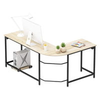 Bureau d'ordinateur en forme de L moderne et minimaliste en bois pour le bureau
