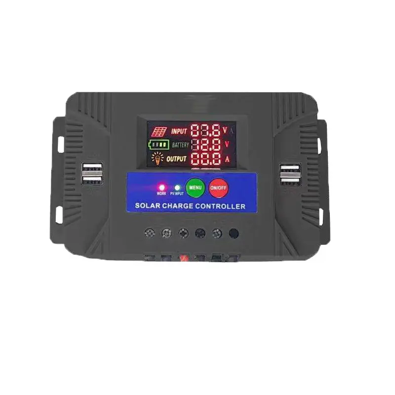 Bộ Điều Khiển Sạc Năng Lượng Mặt Trời PWM 12V 24V Giá Rẻ Màn Hình LCD 20A 30A 50A 60A Với 4 USB