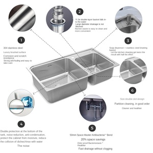Bol carré double épais en acier inoxydable 304 pour cuisine, idéal pour bac à légumes domestique (référence 23053) - Product Image 2