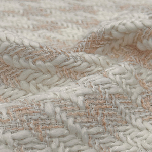 Len màu hồng và trắng pha trộn vải tweed mạnh mẽ chống nhăn thích hợp để làm áo khoác - Product Image 3