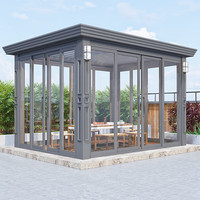 Rumah Kaca Sunroom Mewah Prefabrikasi Modular Berbingkai Aluminium Alloy Kedap Suara dan Tahan Panas