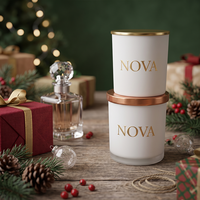 Cadeau de Noël, pot à bougie en verre de luxe 8oz 10oz 14oz avec couvercle et boîte cadeau pour la décoration des fêtes, logo personnalisé, vente en gros d'usine