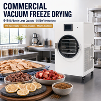 Machine de lyophilisation sous vide commerciale 6-8 kg, en acier inoxydable SUS304, pour aliments pour animaux, viande, fruits, avec espacement des plateaux de 70 mm, 2000 W