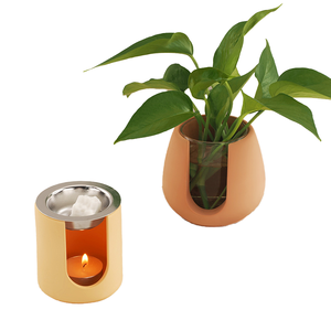 Porte-bougie cylindrique en silicone avec diffuseur d'huiles essentielles et ensemble de pots de plantes pour la décoration de la maison - Product Image 4