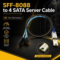Expansión de Almacenamiento para Servidor, Divisor SFF-8088 a 4 SATA Mini SAS, 6Gbps, 26 Pines, Contactos Chapados en Oro, Diseño de Pestillo