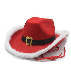 Kerstmis Western Cowboyhoed voor volwassenen, feest, cosplay, kostuum, feestdagen, Kerstman, optreden, hoed op maat, vilt cowboyhoed - Product Image 2