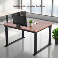 Bureau assis-debout électrique à double moteur et 4 pieds, avec plateau modulable, pour bureau à domicile et poste de travail informatique