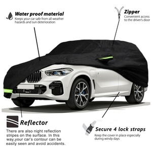 Housses de voiture personnalisées imperméables 210T pour BMW X5/X5M X6/X6 M 2007-2024 avec sangle coupe-vent et fermeture éclair à porte unique - Product Image 2