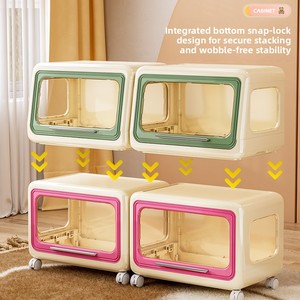 Armoire <span class=keywords><strong>de</strong></span> rangement sur pied personnalisée, étagère anti-poussière pour livres et articles <span class=keywords><strong>de</strong></span> première nécessité, avec roulettes, armoire enfant motif dessin animé, petite taille - Product Image 3